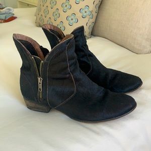 Pony hair black booties